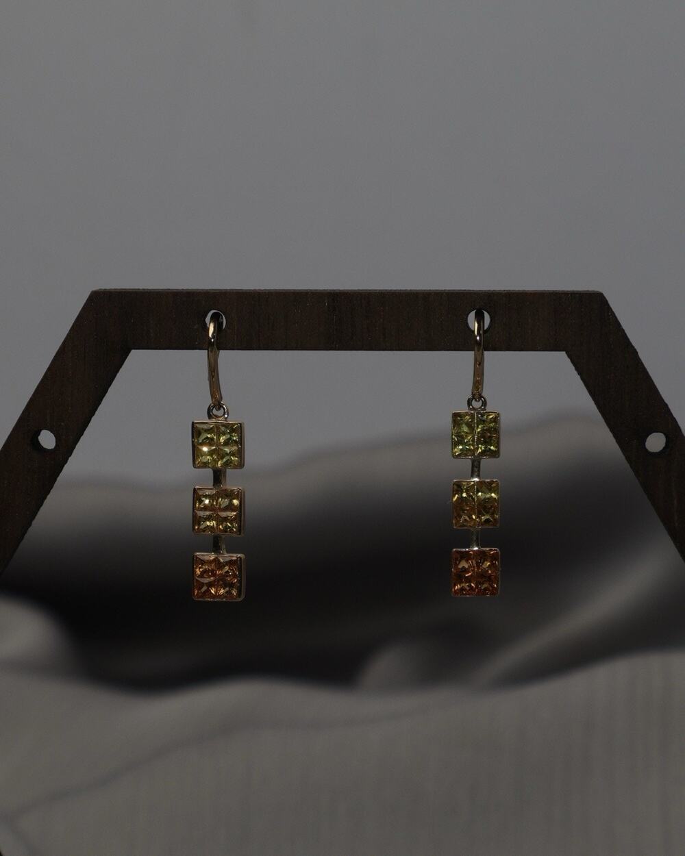 14k Yellow Gold Sapphire Drop Earrings 2.2G / 1.2in